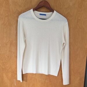 J. McLaughlin Cream Textured 100% Cashmere Crewneck Sweater